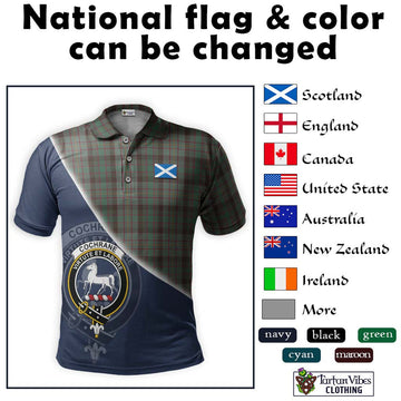 Cochrane Hunting Tartan Polo Shirt with Personalised National Flag and Family Crest Half Style