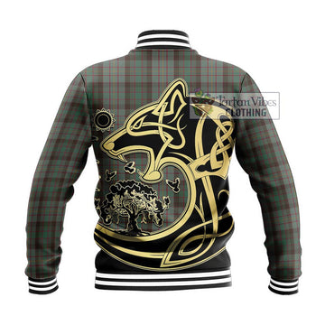 Cochrane Hunting Tartan Baseball Jacket with Family Crest Celtic Wolf Style