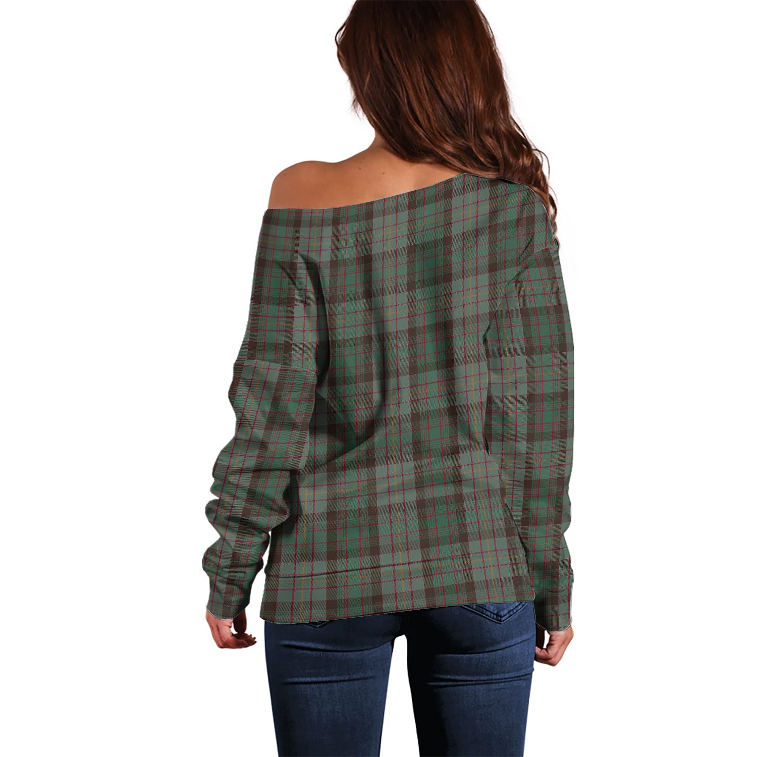 Cochrane Hunting Tartan Off Shoulder Women Sweater - Tartanvibesclothing