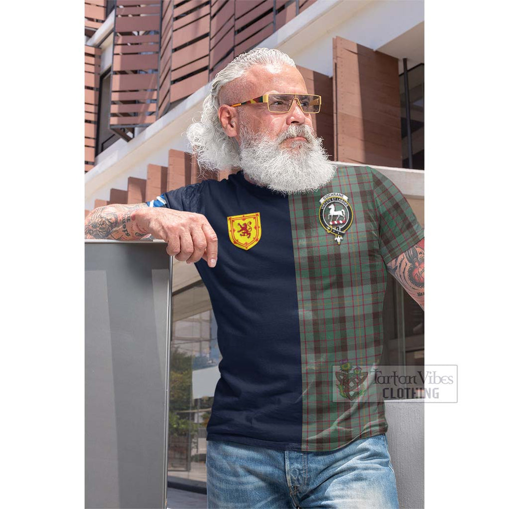 Tartan Vibes Clothing Cochrane Hunting Tartan Cotton T-shirt with Scottish Lion Royal Arm Half Style