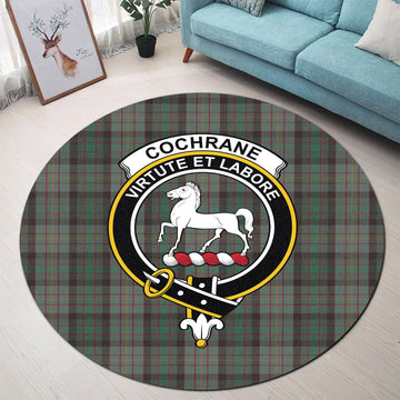 Cochrane Hunting Tartan Round Rug with Family Crest