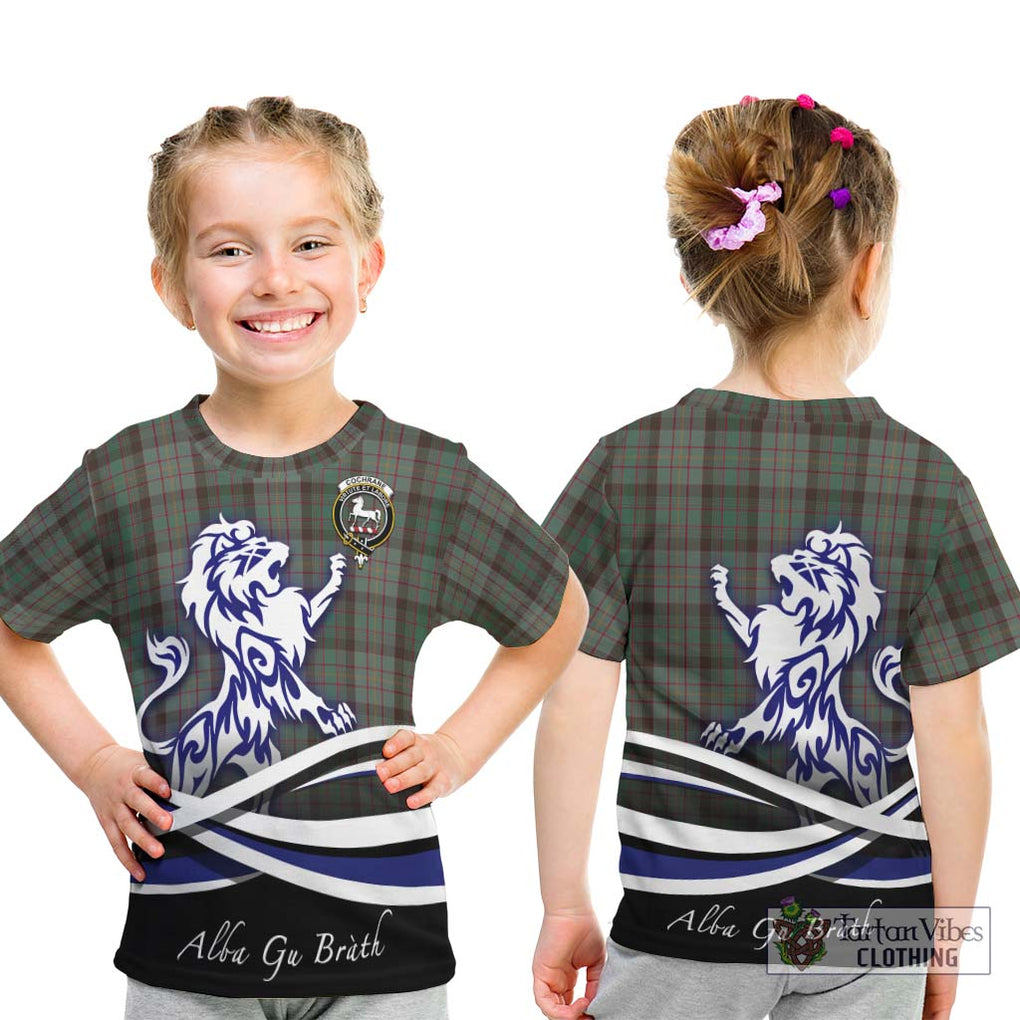 Cochrane Hunting Tartan Kid T-Shirt with Alba Gu Brath Regal Lion Emblem - Tartanvibesclothing Shop