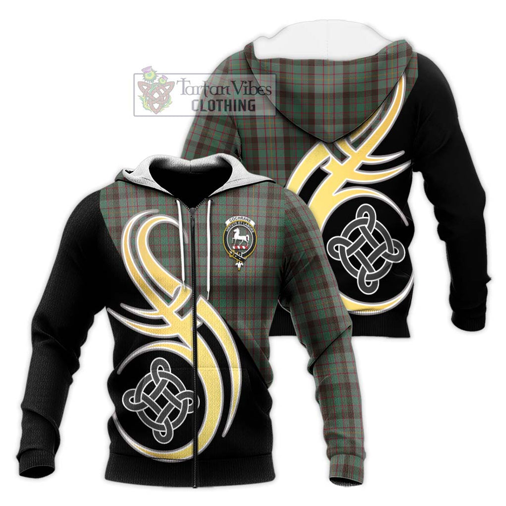 Cochrane Hunting Tartan Knitted Hoodie with Family Crest and Celtic Symbol Style Unisex Knitted Zip Hoodie - Tartan Vibes Clothing