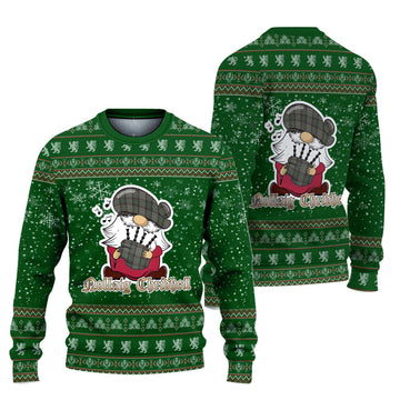 Cochrane Hunting Clan Christmas Family Ugly Sweater with Funny Gnome Playing Bagpipes