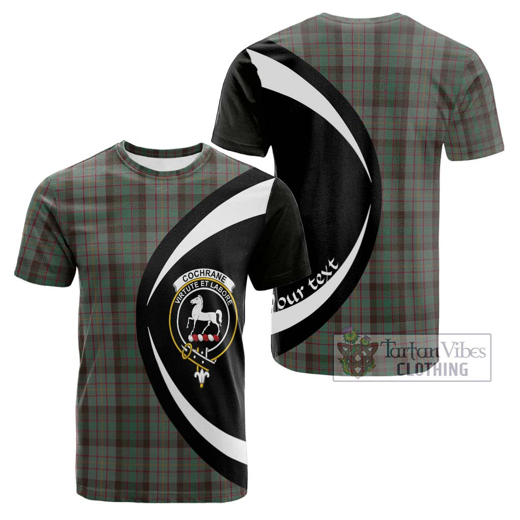 Tartan Vibes Clothing Cochrane Hunting Tartan Cotton T-shirt with Family Crest Circle Style