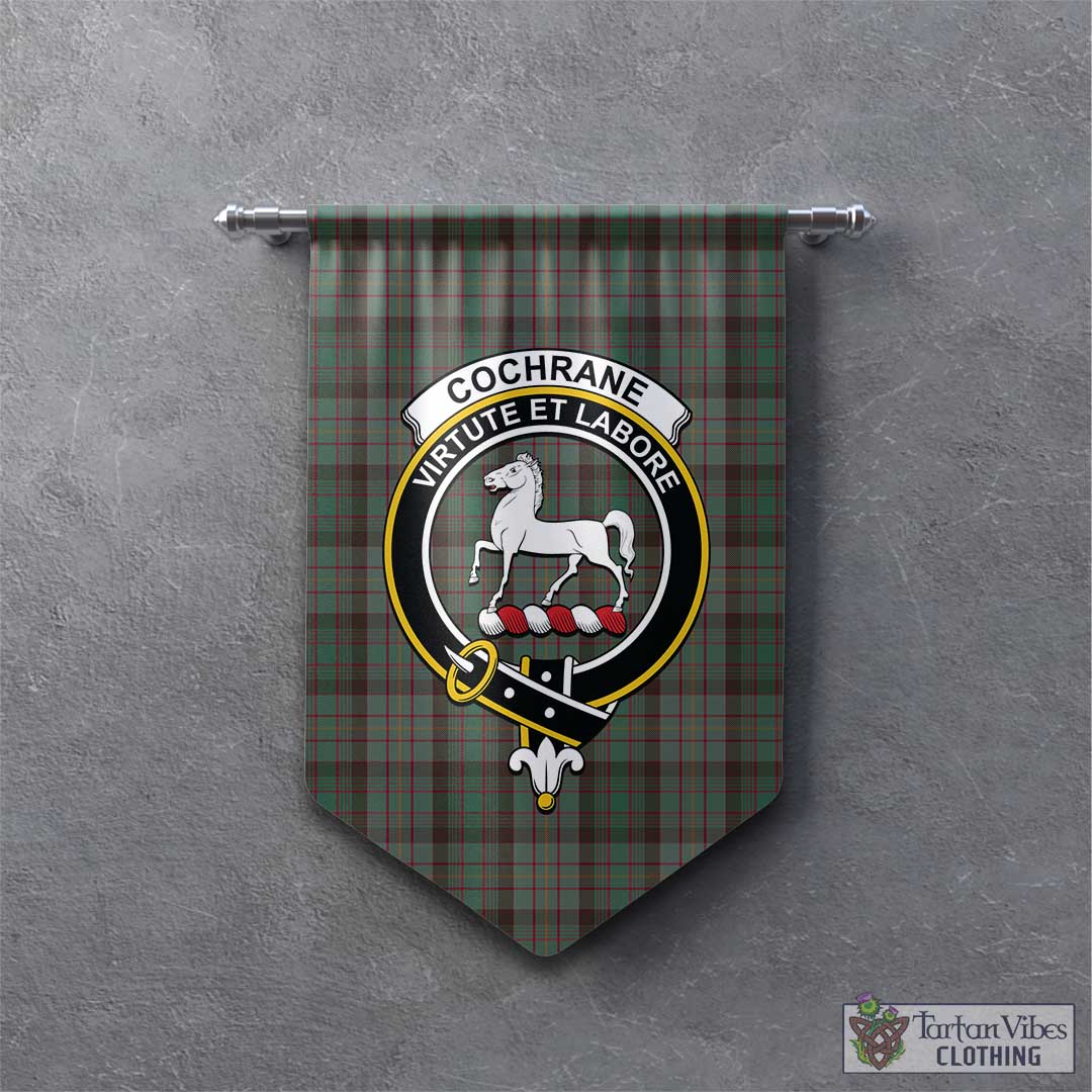 Tartan Vibes Clothing Cochrane Hunting Tartan Gonfalon, Tartan Banner with Family Crest