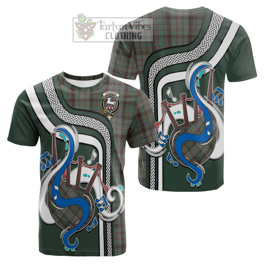 Tartan Vibes Clothing Cochrane Hunting Tartan Cotton T-shirt with Epic Bagpipe Style