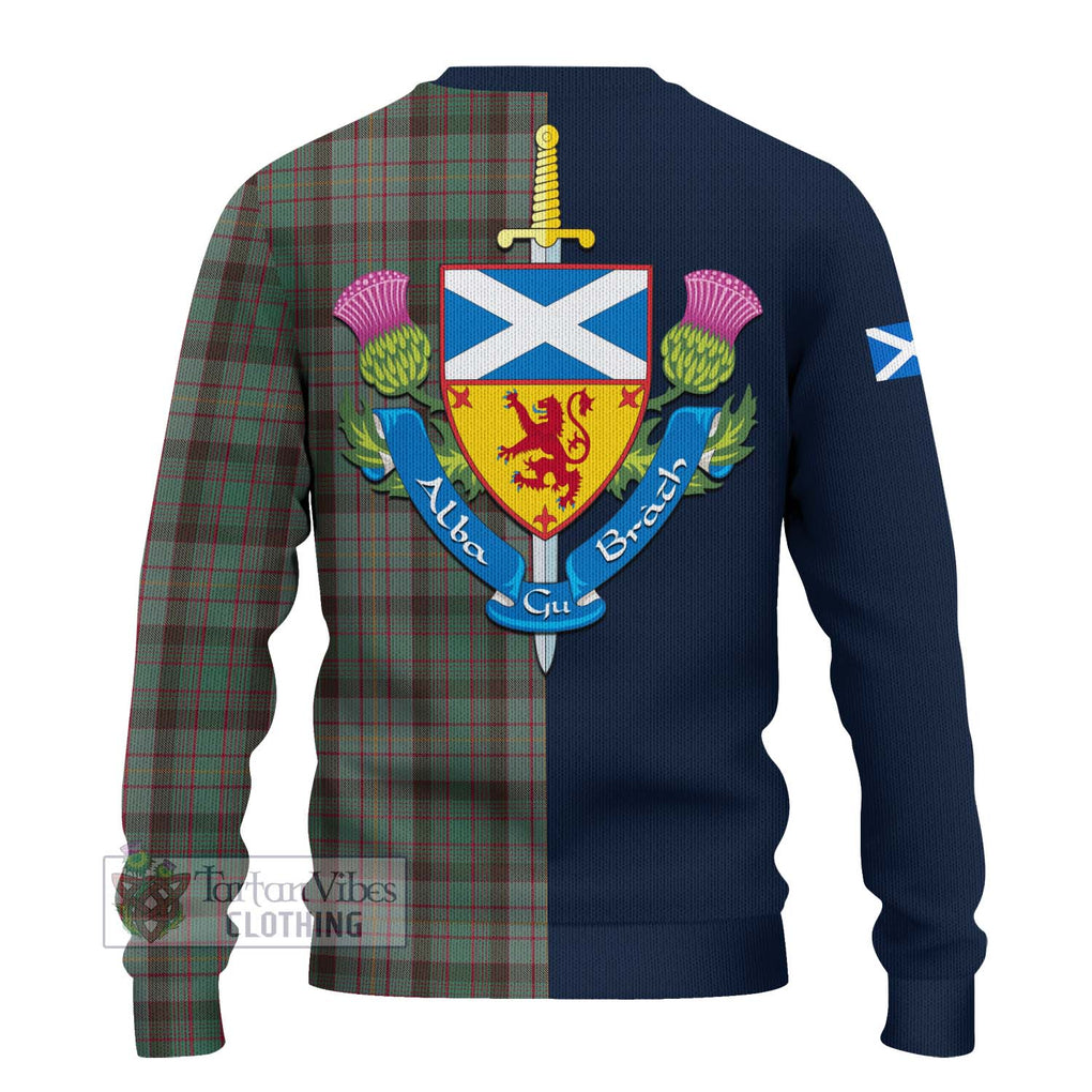 Tartan Vibes Clothing Cochrane Hunting Tartan Knitted Sweater with Scottish Lion Royal Arm Half Style