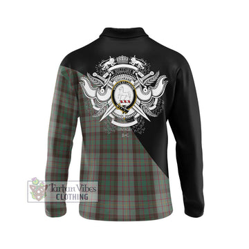 Cochrane Hunting Tartan Long Sleeve Polo Shirt with Family Crest and Military Logo Style