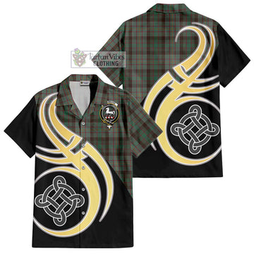 Cochrane Hunting Tartan Short Sleeve Button Shirt with Family Crest and Celtic Symbol Style