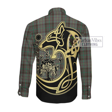 Cochrane Hunting Tartan Long Sleeve Button Shirt with Family Crest Celtic Wolf Style