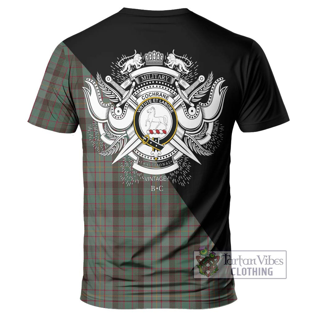 Cochrane Hunting Tartan T-Shirt with Family Crest and Military Logo Style - Tartanvibesclothing Shop