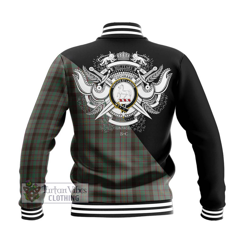 Cochrane Hunting Tartan Baseball Jacket with Family Crest and Military Logo Style - Tartanvibesclothing Shop