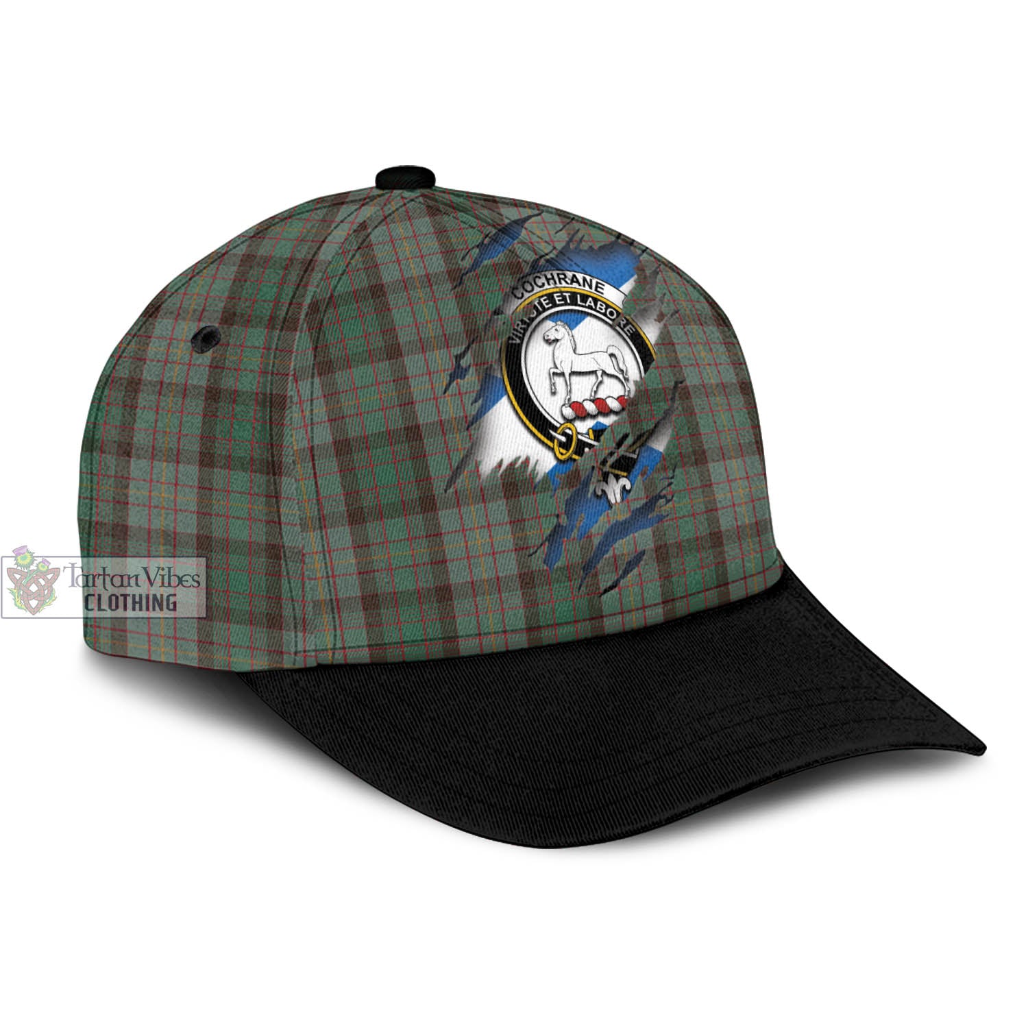 Tartan Vibes Clothing Cochrane Hunting Tartan Classic Cap with Family Crest In Me Style