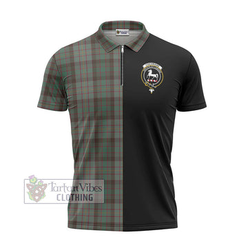 Cochrane Hunting Tartan Zipper Polo Shirt with Family Crest and Half Of Me Style