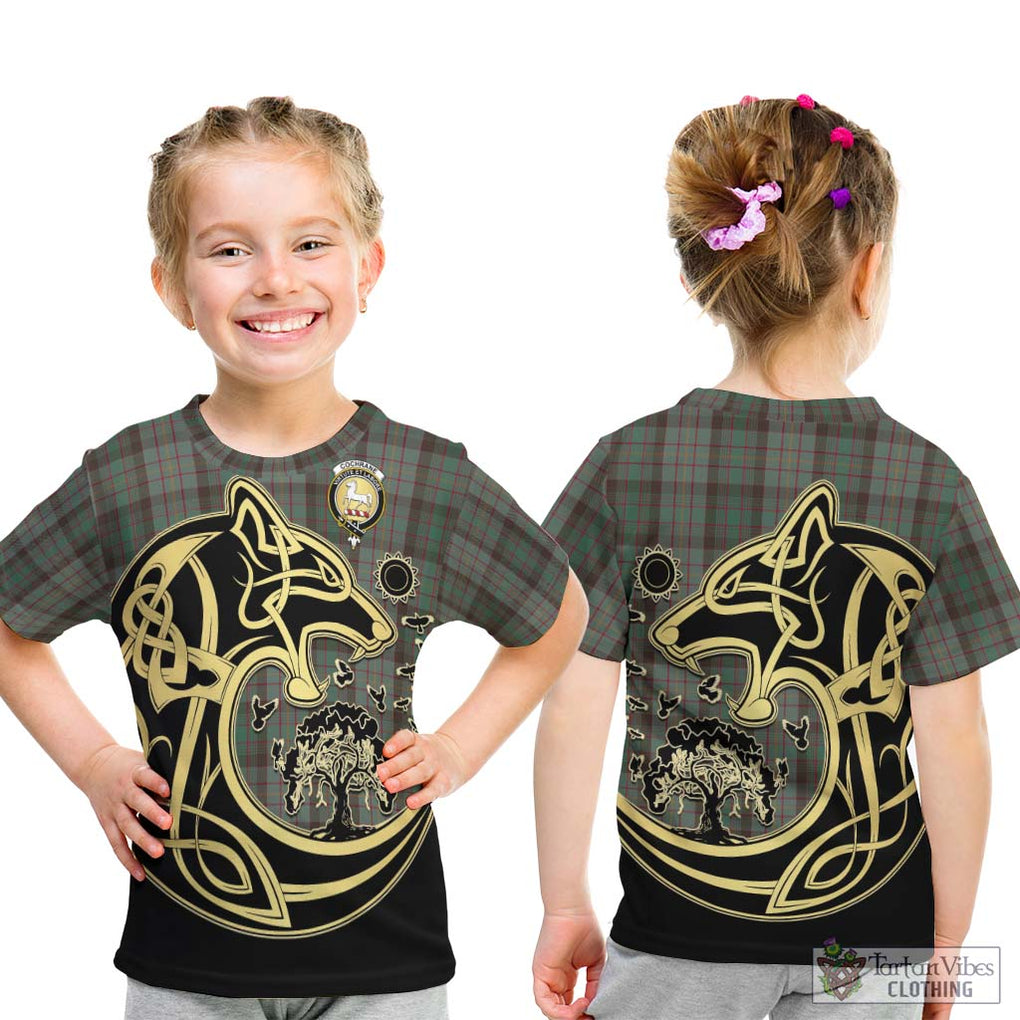 Cochrane Hunting Tartan Kid T-Shirt with Family Crest Celtic Wolf Style - Tartan Vibes Clothing