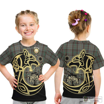 Cochrane Hunting Tartan Kid T-Shirt with Family Crest Celtic Wolf Style