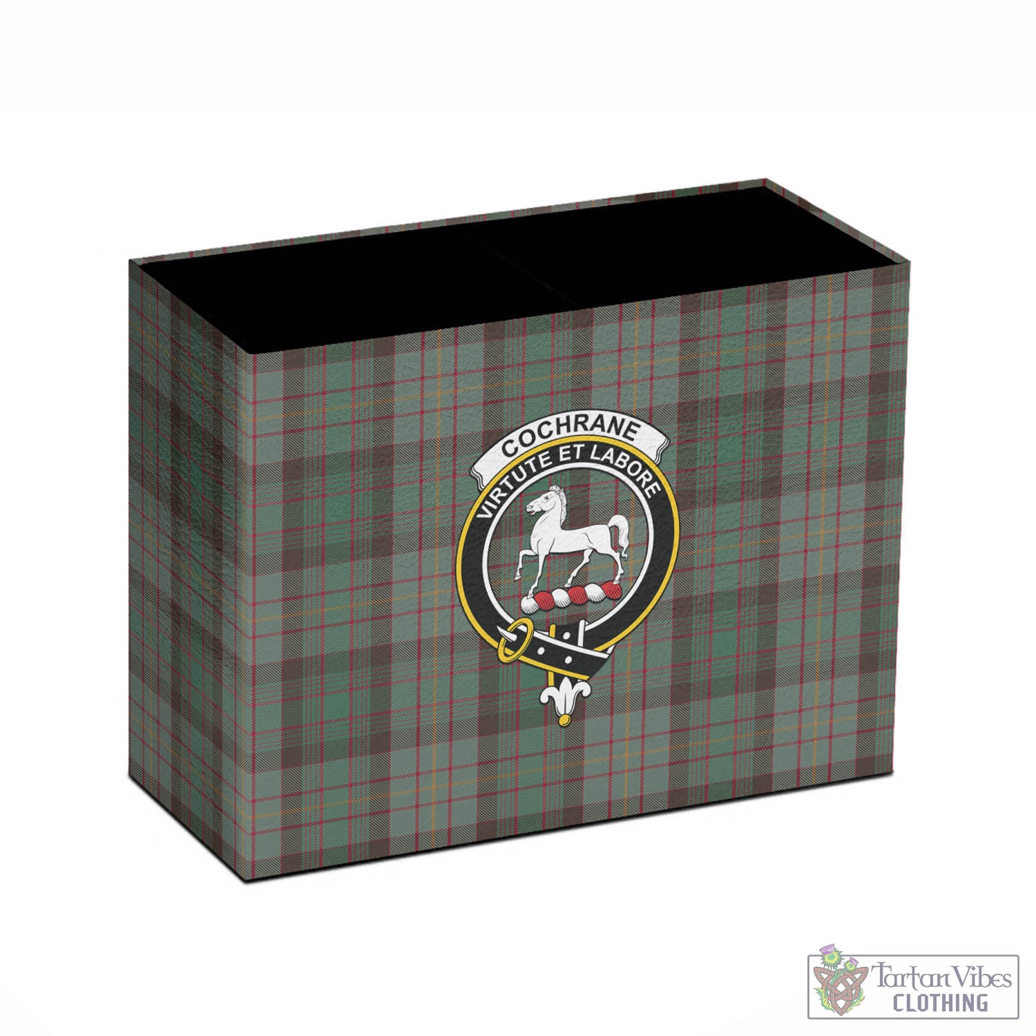 Tartan Vibes Clothing Cochrane Hunting Tartan Pen Holder with Family Crest