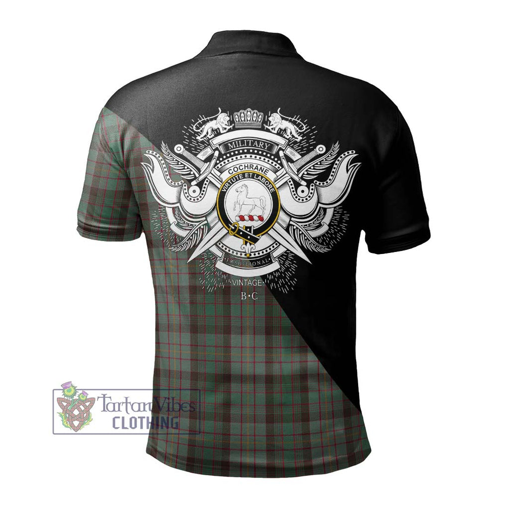 Cochrane Hunting Tartan Polo Shirt with Family Crest and Military Logo Style - Tartanvibesclothing Shop