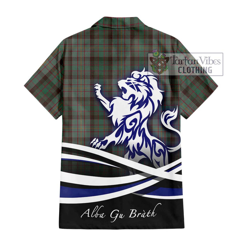 Cochrane Hunting Tartan Short Sleeve Button Shirt with Alba Gu Brath Regal Lion Emblem - Tartanvibesclothing Shop