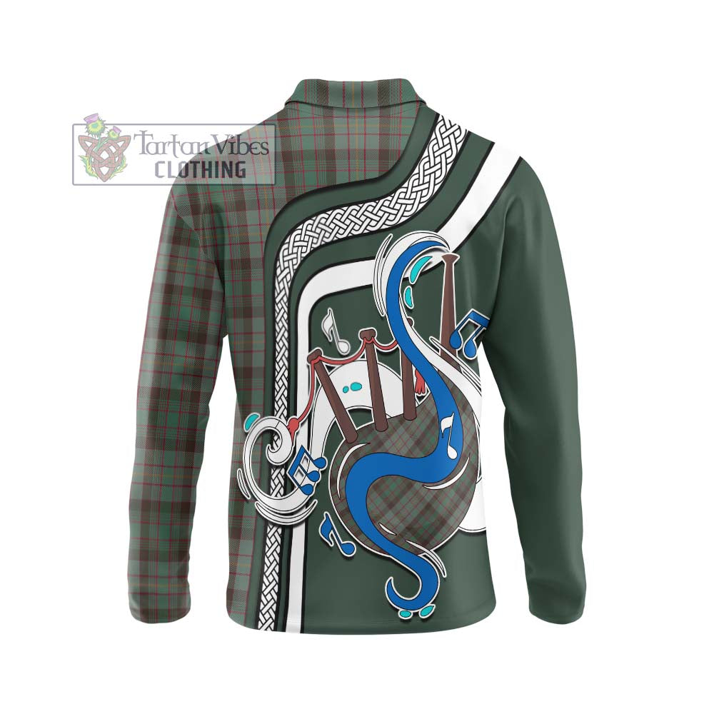 Tartan Vibes Clothing Cochrane Hunting Tartan Long Sleeve Polo Shirt with Epic Bagpipe Style