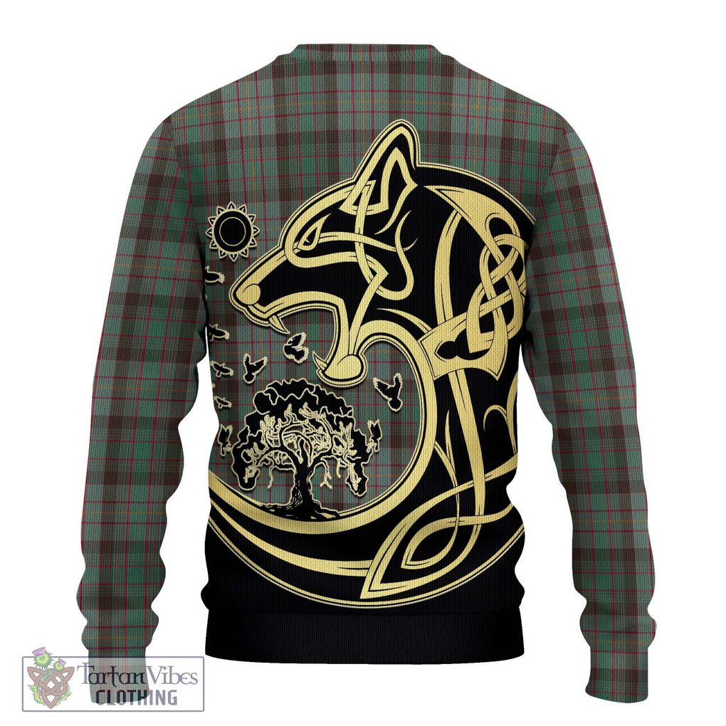 Cochrane Hunting Tartan Knitted Sweater with Family Crest Celtic Wolf Style - Tartan Vibes Clothing