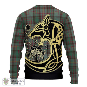 Cochrane Hunting Tartan Ugly Sweater with Family Crest Celtic Wolf Style