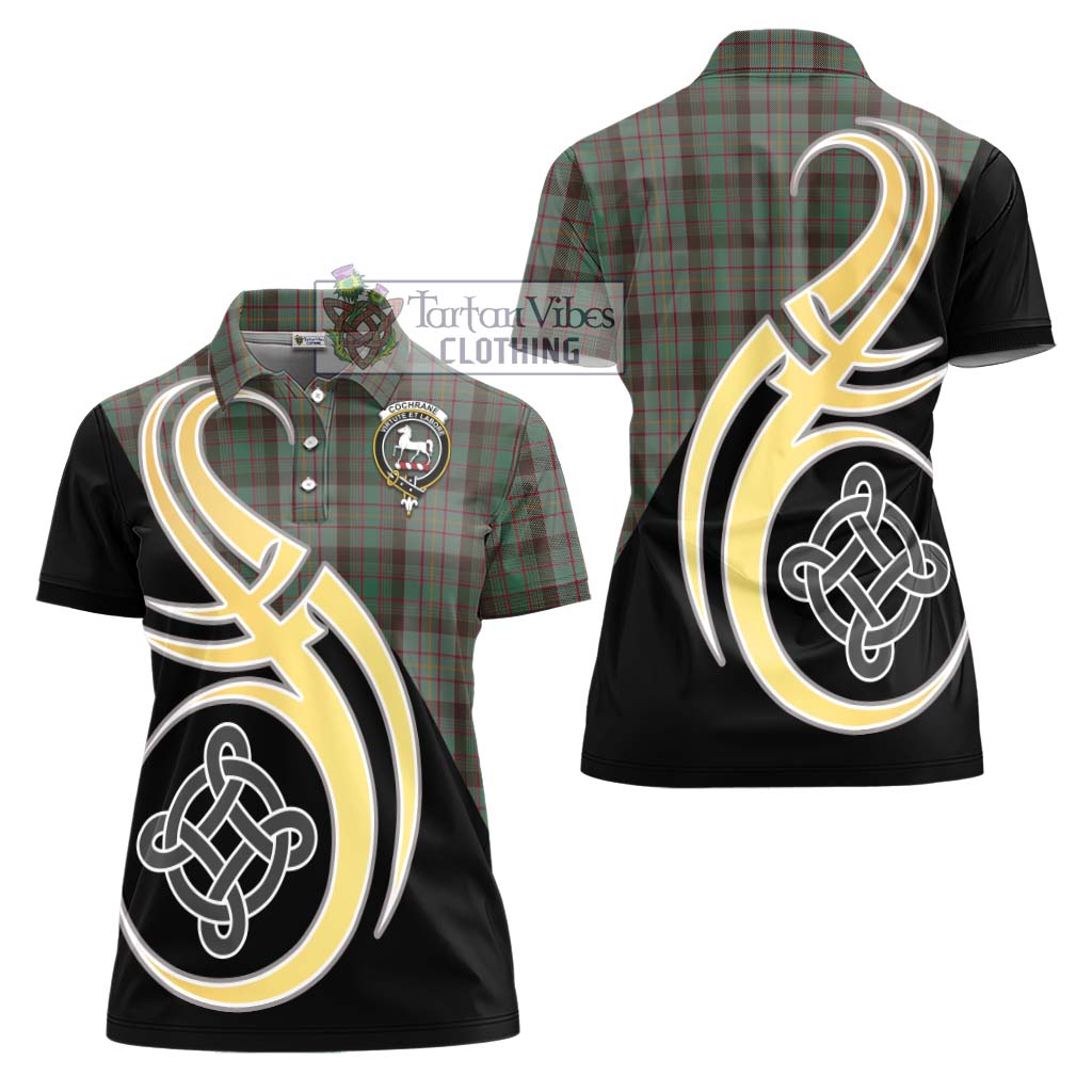 Cochrane Hunting Tartan Women's Polo Shirt with Family Crest and Celtic Symbol Style - Tartan Vibes Clothing