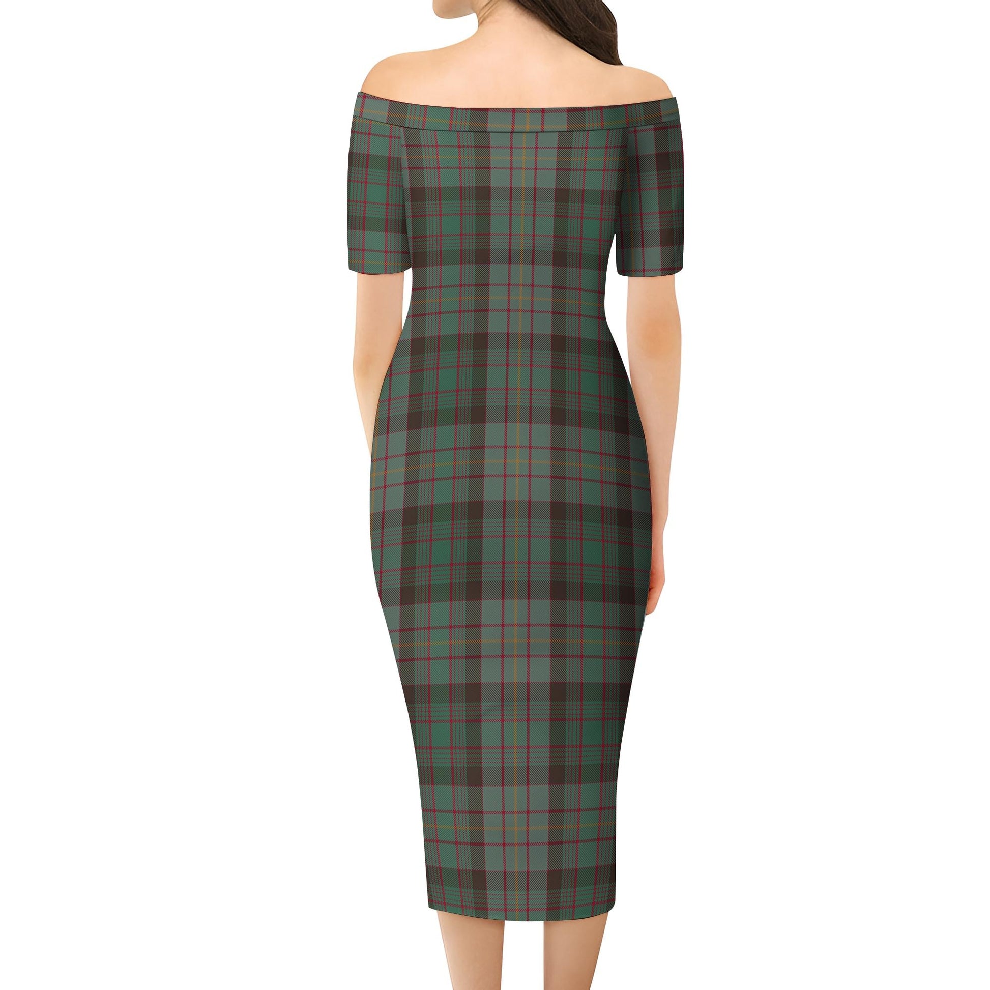 Cochrane Hunting Tartan Off Shoulder Lady Dress - Tartanvibesclothing