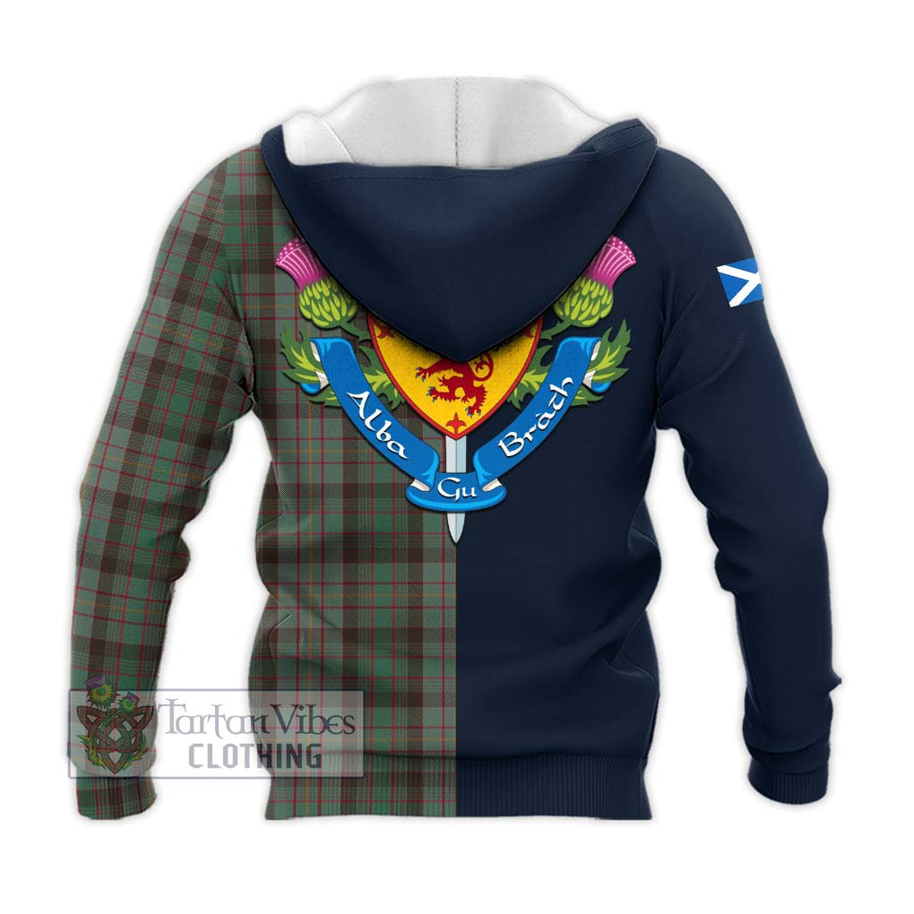 Tartan Vibes Clothing Cochrane Hunting Tartan Knitted Hoodie with Scottish Lion Royal Arm Half Style