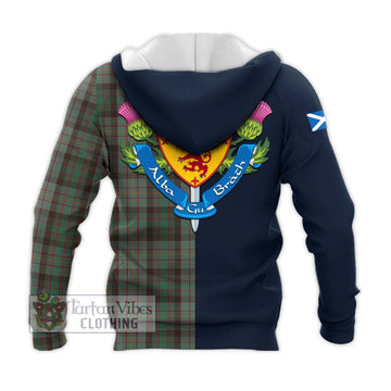 Cochrane Hunting Tartan Knitted Hoodie Alba with Scottish Lion Royal Arm Half Style