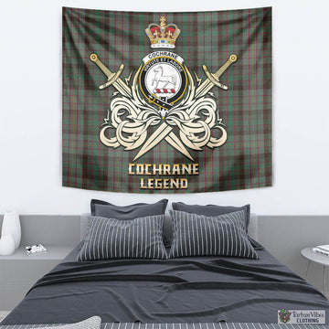 Cochrane Hunting Tartan Tapestry with Clan Crest and the Golden Sword of Courageous Legacy