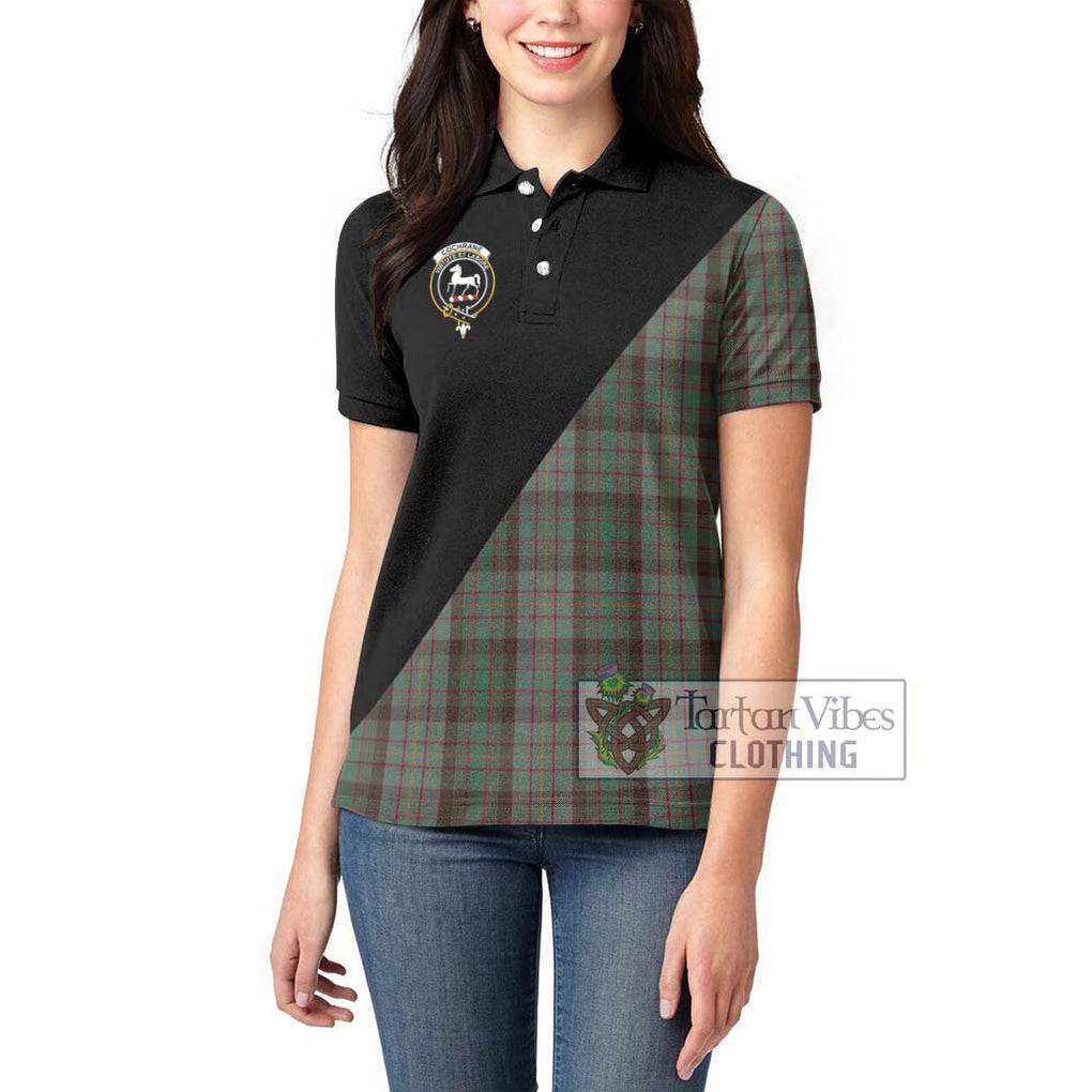 Cochrane Hunting Tartan Women's Polo Shirt with Family Crest and Military Logo Style - Tartanvibesclothing Shop