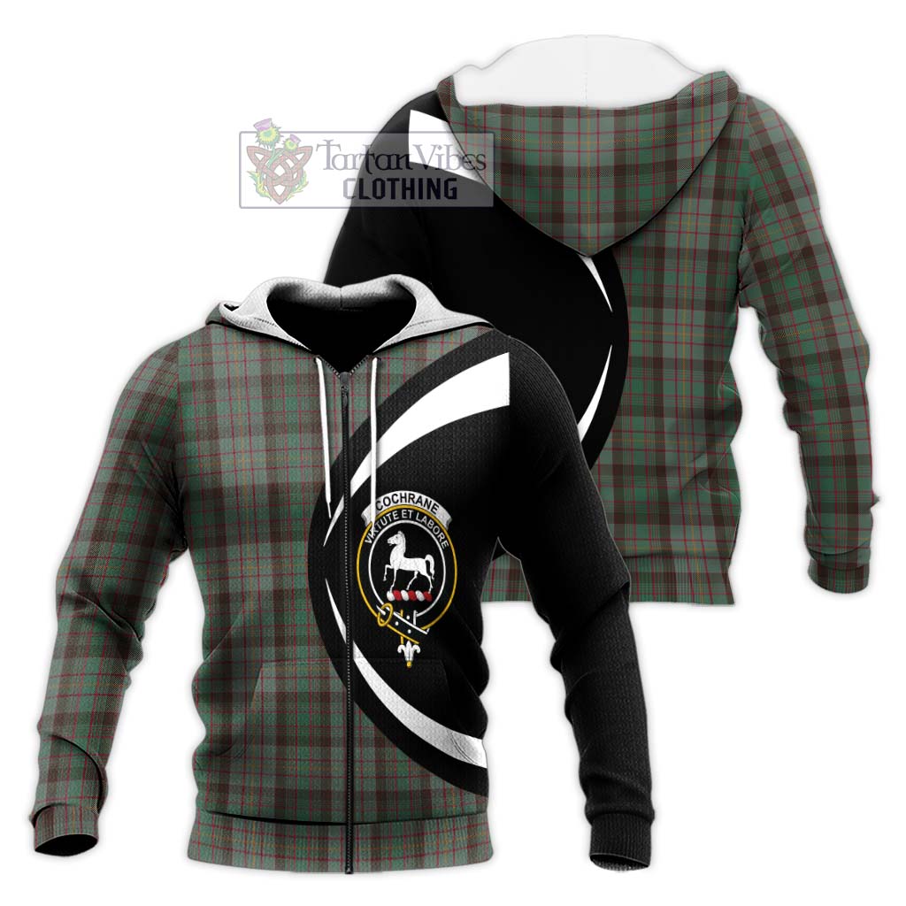 Cochrane Hunting Tartan Knitted Hoodie with Family Crest Circle Style Unisex Knitted Zip Hoodie - Tartan Vibes Clothing