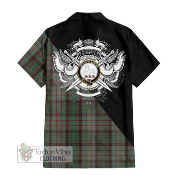 Cochrane Hunting Tartan Short Sleeve Button Shirt with Family Crest and Military Logo Style