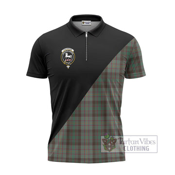 Cochrane Hunting Tartan Zipper Polo Shirt with Family Crest and Military Logo Style