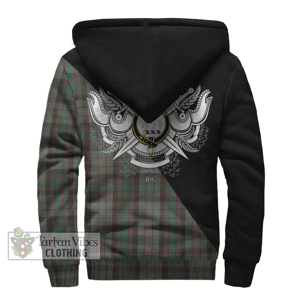 Cochrane Hunting Tartan Sherpa Hoodie with Family Crest and Military Logo Style - Tartanvibesclothing Shop