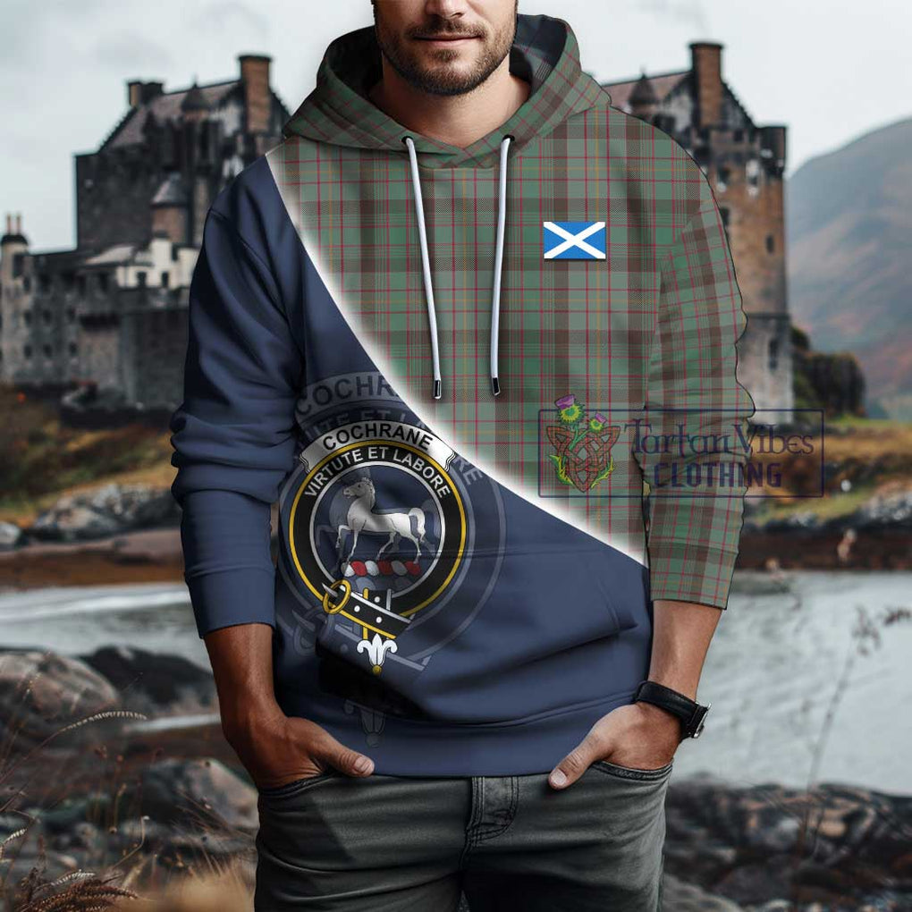 Cochrane Hunting Tartan Hoodie with Personalised National Flag and Family Crest Half Style - Tartanvibesclothing Shop