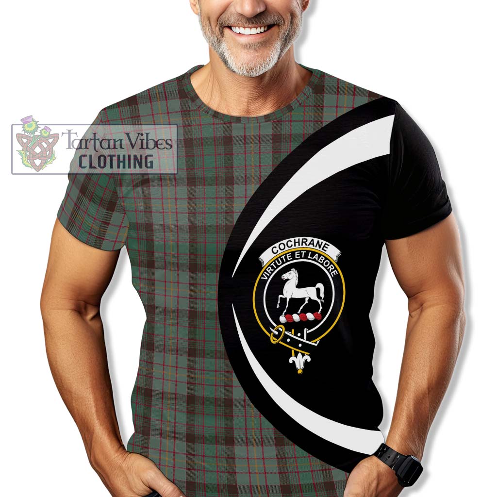 Tartan Vibes Clothing Cochrane Hunting Tartan T-Shirt with Family Crest Circle Style