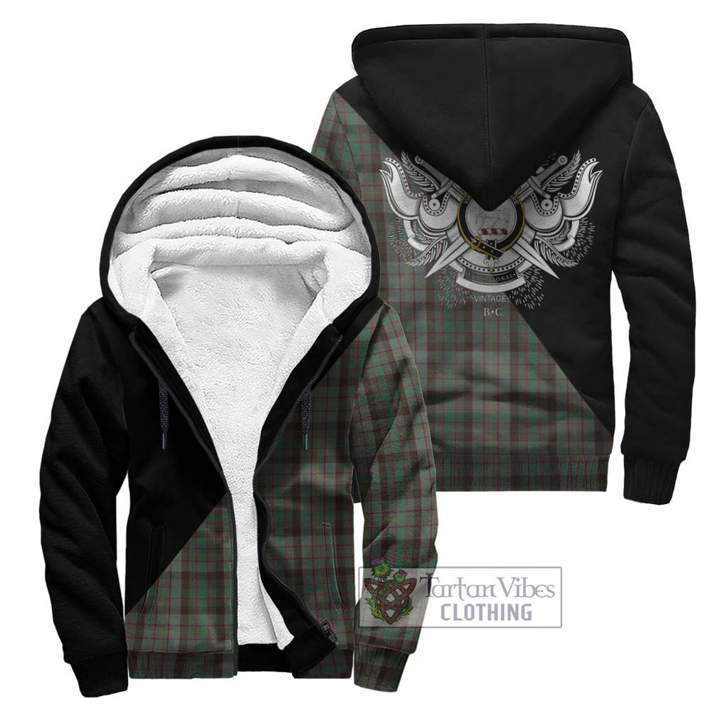 Cochrane Hunting Tartan Sherpa Hoodie with Family Crest and Military Logo Style Unisex - Tartanvibesclothing Shop