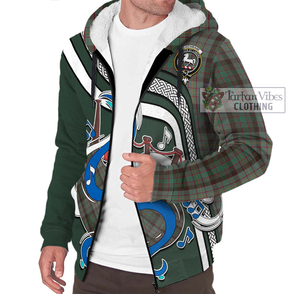 Cochrane Hunting Tartan Sherpa Hoodie with Epic Bagpipe Style Unisex - Tartanvibesclothing Shop