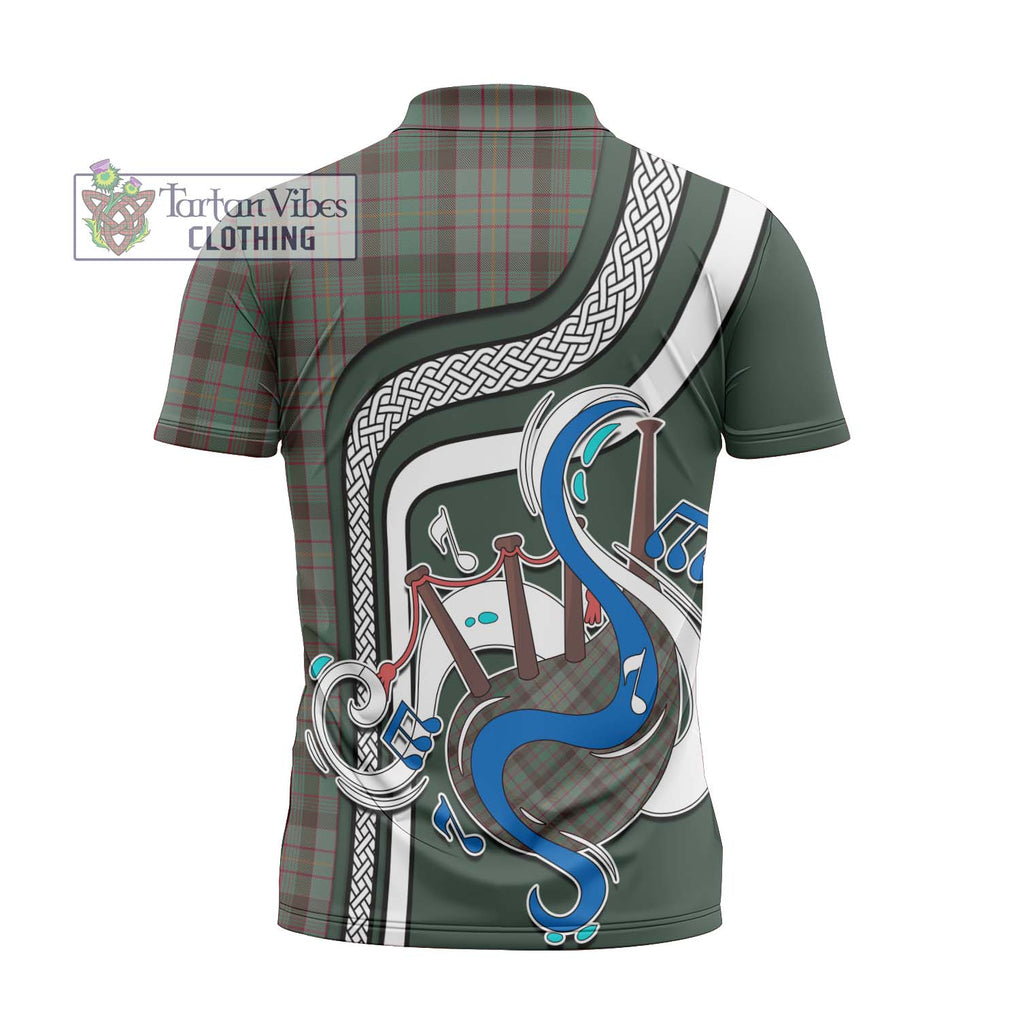 Cochrane Hunting Tartan Zipper Polo Shirt with Epic Bagpipe Style - Tartanvibesclothing Shop