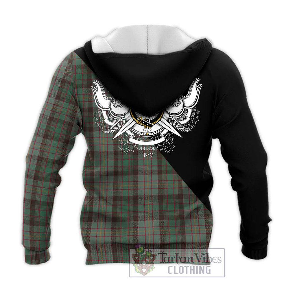 Cochrane Hunting Tartan Knitted Hoodie with Family Crest and Military Logo Style - Tartanvibesclothing Shop