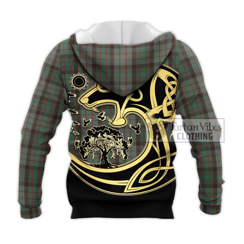 Cochrane Hunting Tartan Knitted Hoodie with Family Crest Celtic Wolf Style - Tartan Vibes Clothing