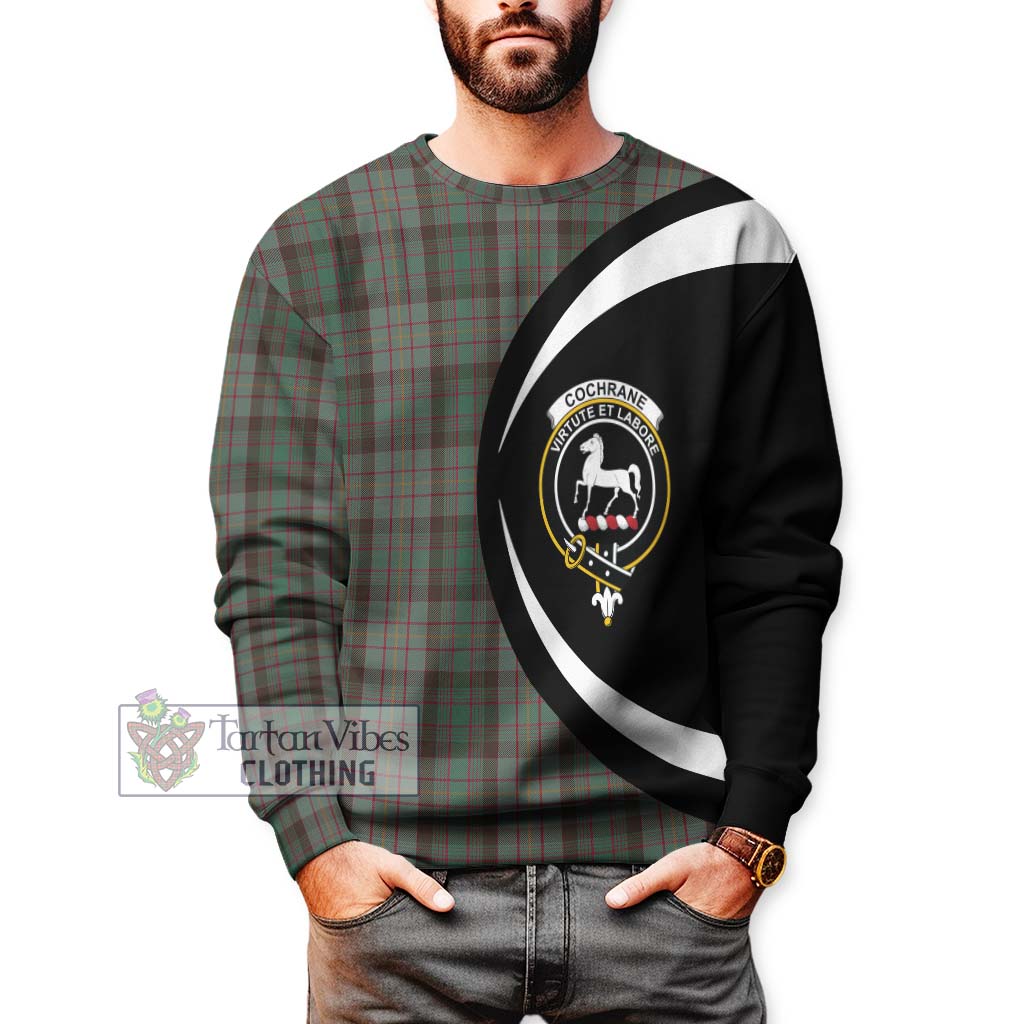 Cochrane Hunting Tartan Sweatshirt with Family Crest Circle Style - Tartan Vibes Clothing