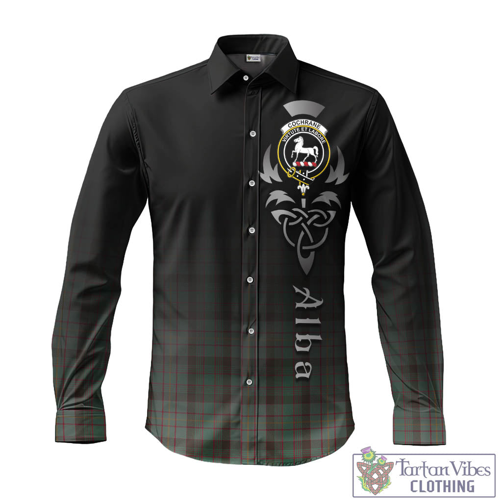 Tartan Vibes Clothing Cochrane Hunting Tartan Long Sleeve Button Up Featuring Alba Gu Brath Family Crest Celtic Inspired