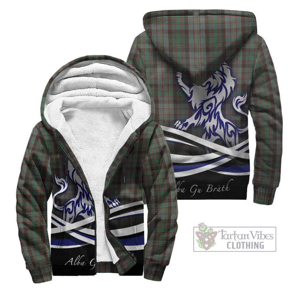 Cochrane Hunting Tartan Sherpa Hoodie with Alba Gu Brath Regal Lion Emblem Unisex - Tartanvibesclothing Shop