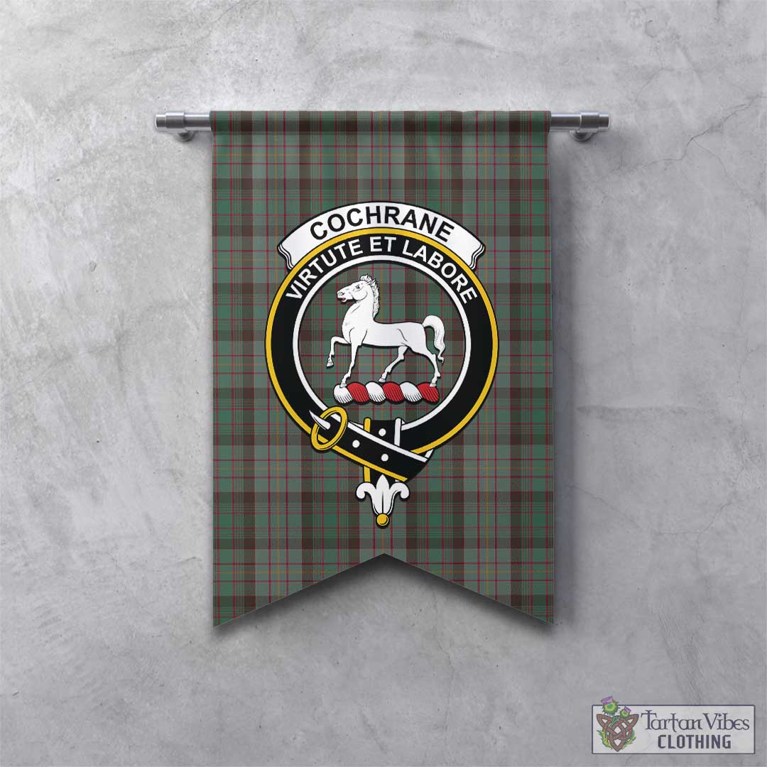 Tartan Vibes Clothing Cochrane Hunting Tartan Gonfalon, Tartan Banner with Family Crest