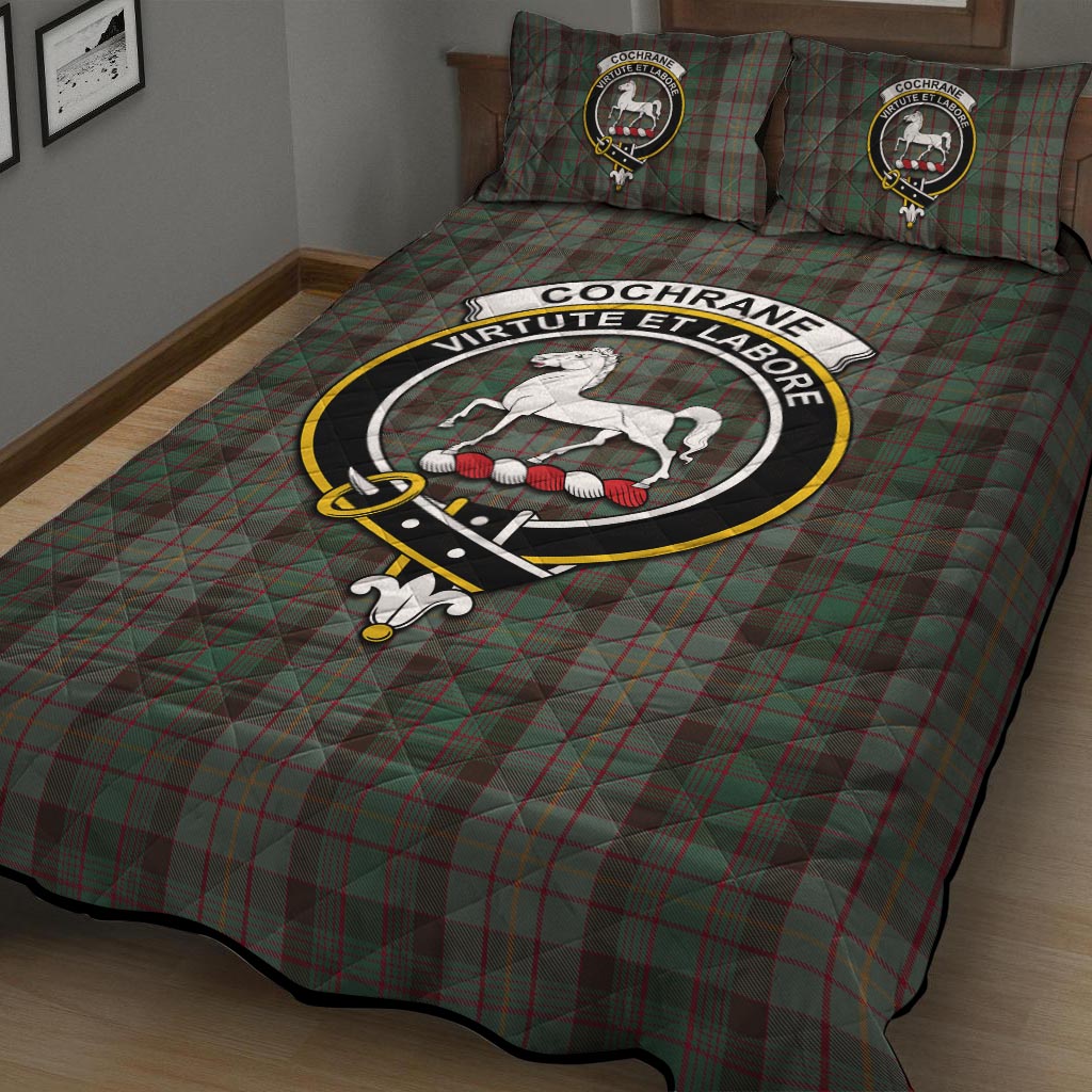 Cochrane Hunting Tartan Quilt Bed Set with Family Crest - Tartan Vibes Clothing