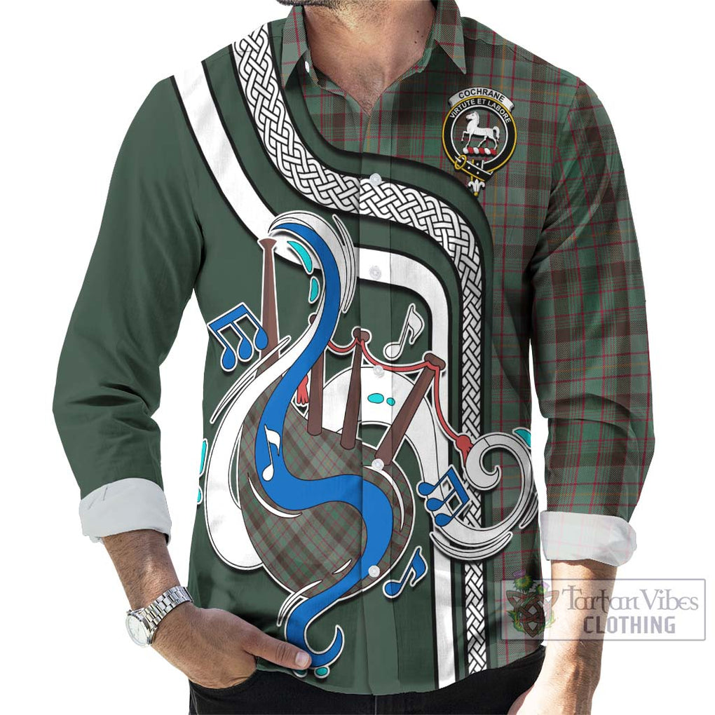 Cochrane Hunting Tartan Long Sleeve Button Shirt with Epic Bagpipe Style - Tartanvibesclothing Shop